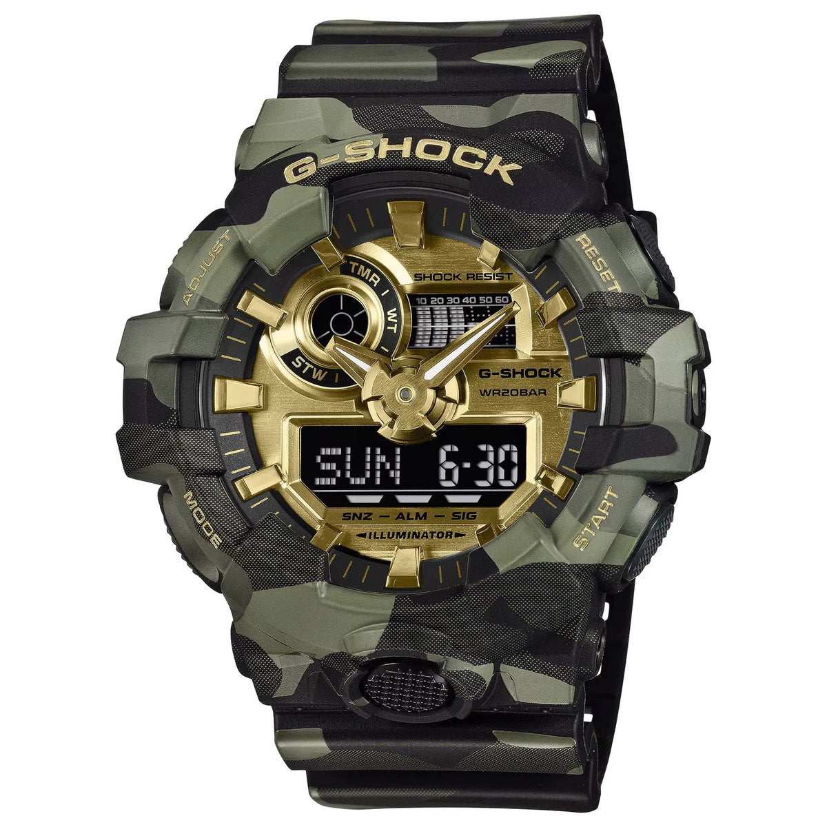 Casio G-Shock GA700CMG-3A Bold Camo and Gold Series Ana-Digi Resin Men's Watch