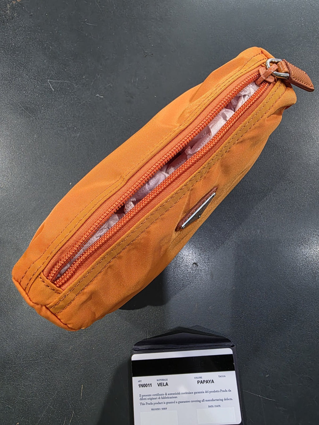 Prada Vela Orange Nylon Beauty Bag Cosmetic Makeup Case – view 3