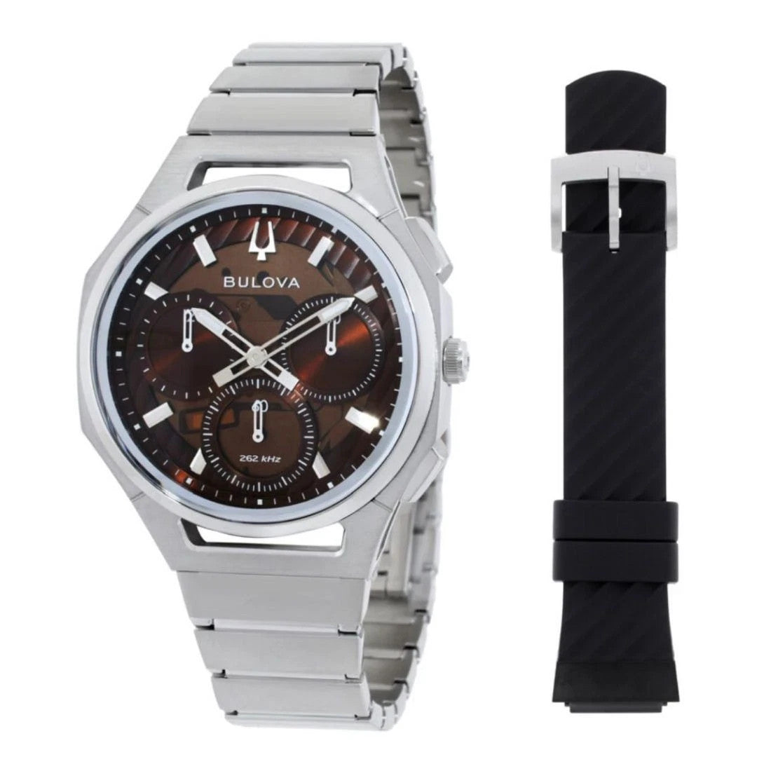 Bulova Curv Chronograph Translucent Brown Dial Quartz 96K117 Men's Watch