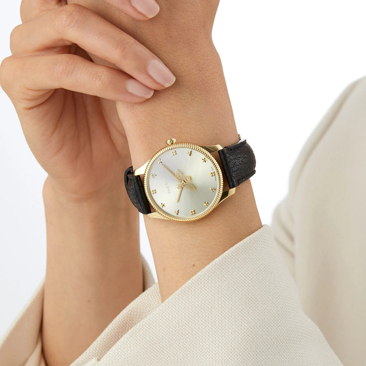 Gucci G-Timeless YA1264181 Quartz Silver Dial Black Leather Strap Unisex Watch – view 5