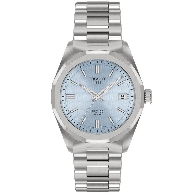 Tissot Prc 100 Solar 34mm Ice Blue Dial T1518221135100 Women's Watch
