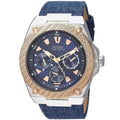 Guess Legency 45mm Blue Leather Band Steel Case Quartz Analog W1058G1 Men's Watch