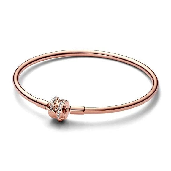 Pandora Moments 14K Rose Gold Plated Bangle Bracelet 8.3 ” 582734C01-21