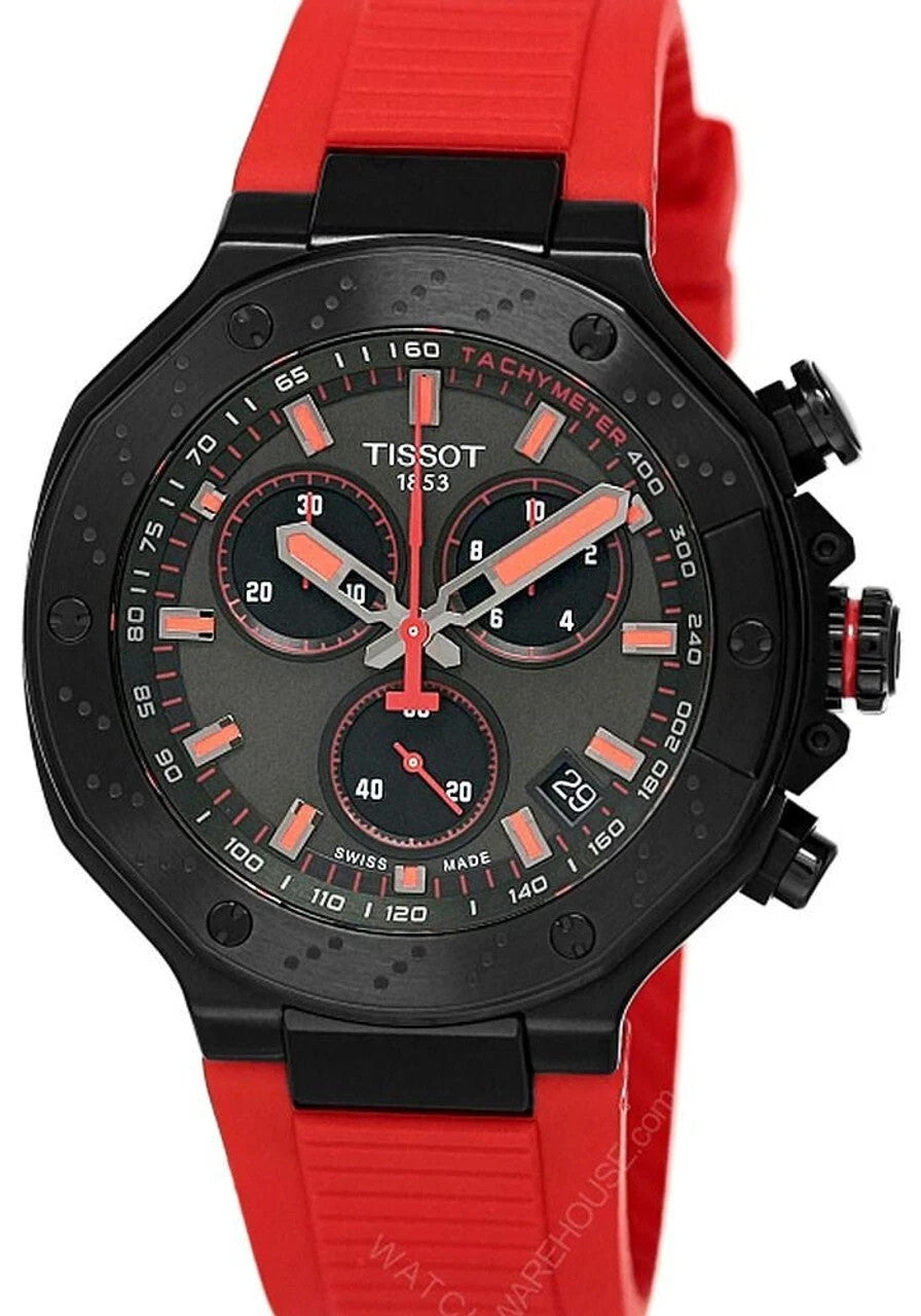 Tissot T-Race Quartz Chrono 45mm Red Silicone T141.417.37.061.01 Men's Watch