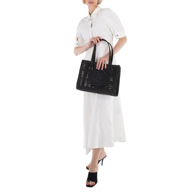 Tory Burch Black Small Hand-Crochete Ella Tote Bag – view 2