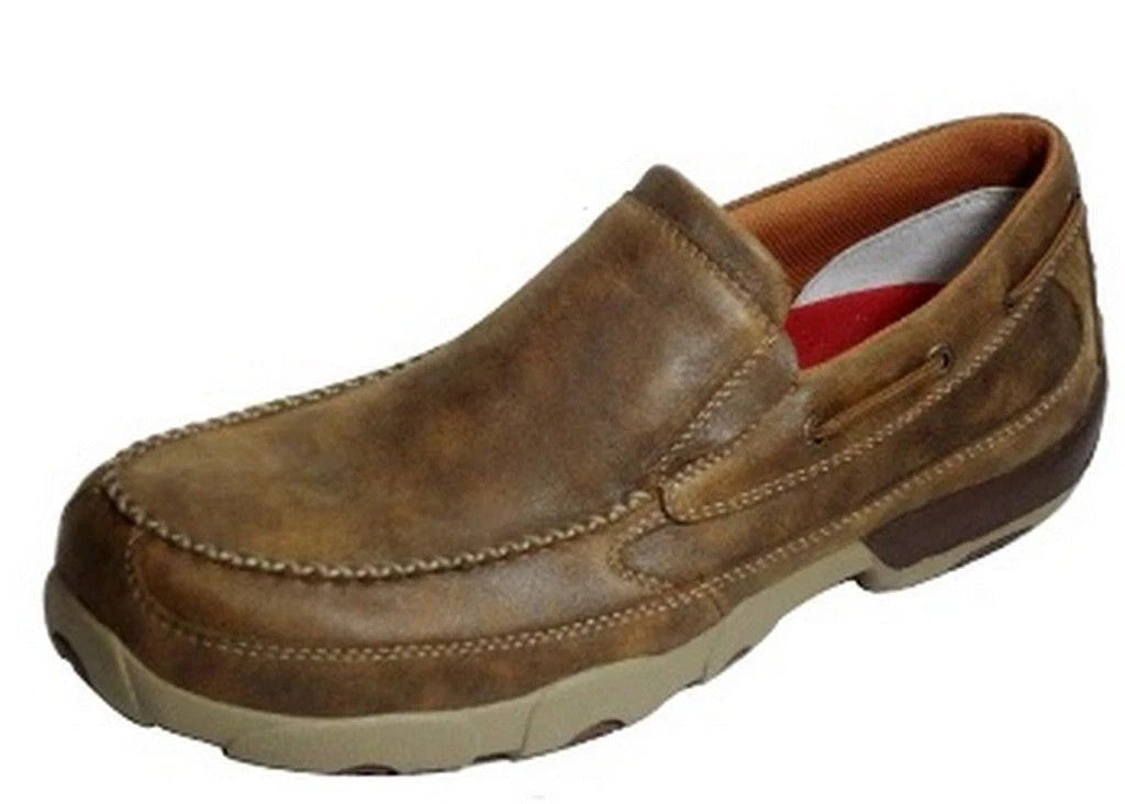 Twisted X Work Shoes Men's Driving Mocs Slip On CT Bomber MDMSC03 Size 8