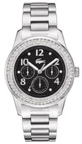 Lacoste 2000691 Strass Embellished Stainless Steel Round Black Dial Men's Watch