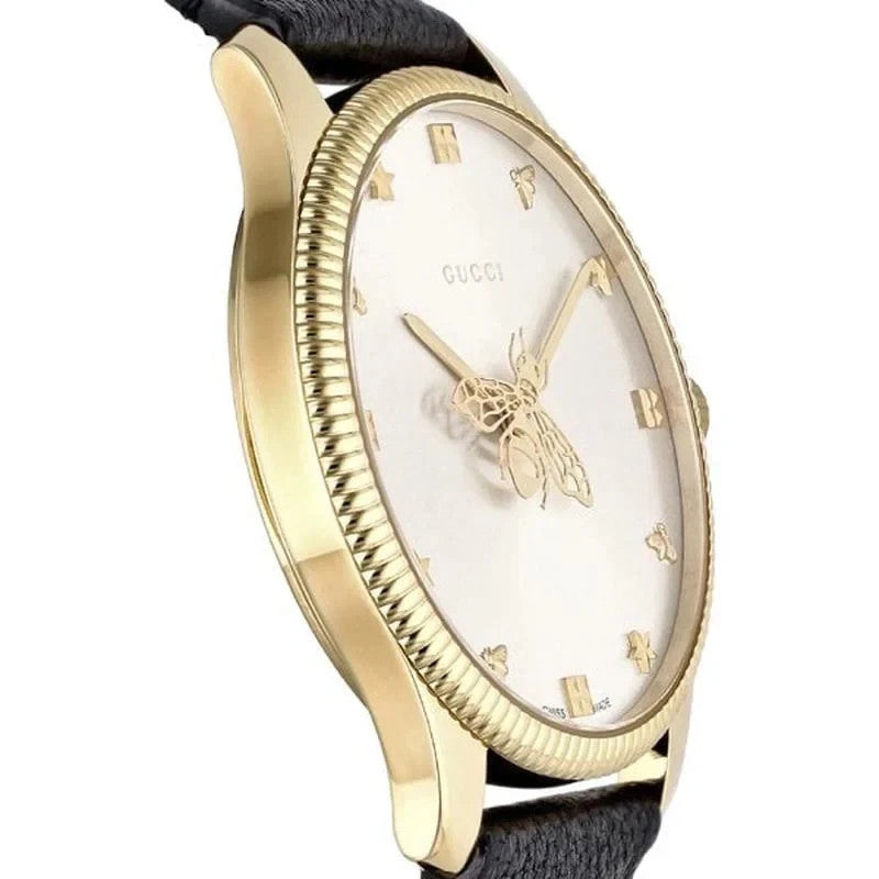 Gucci G-Timeless YA1264181 Quartz Silver Dial Black Leather Strap Unisex Watch – view 2