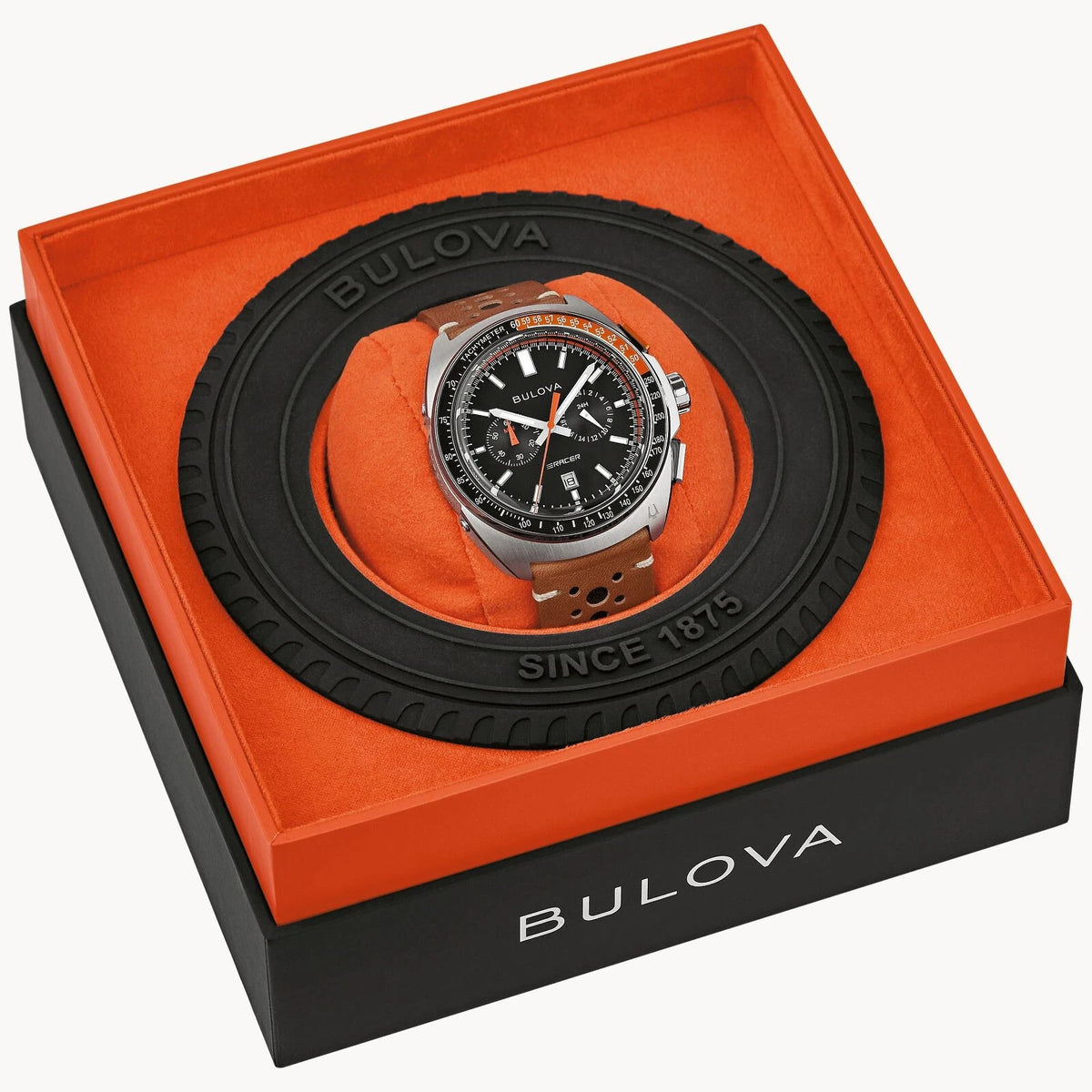 Bulova Black Dial Leather Strap Racer Chronograph 98B427 Men's Watch – view 2