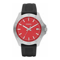 Fossil AM4445 Round Red Dial Silicone Black Band Sporty Men's Watch