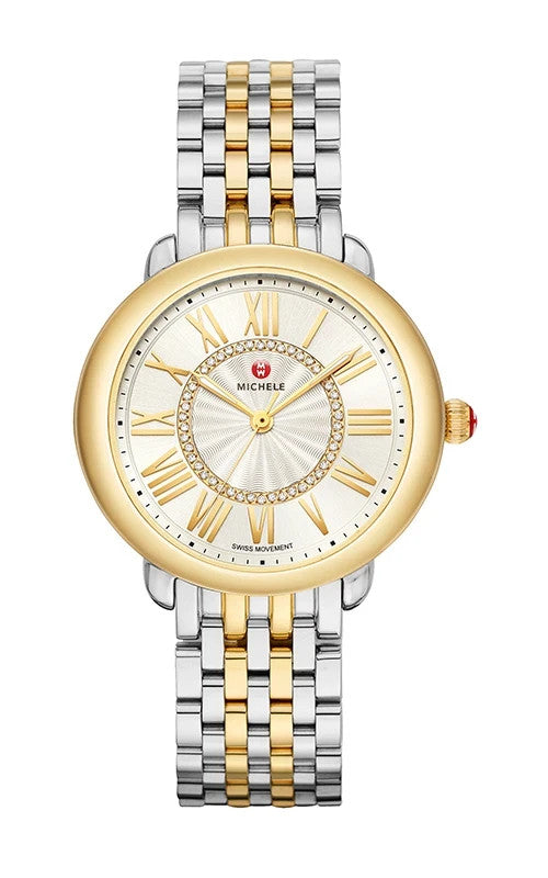 Michele Serein Mid Two-Tone With Diamond Sunray Dial MWW21B000148 Women's Watch