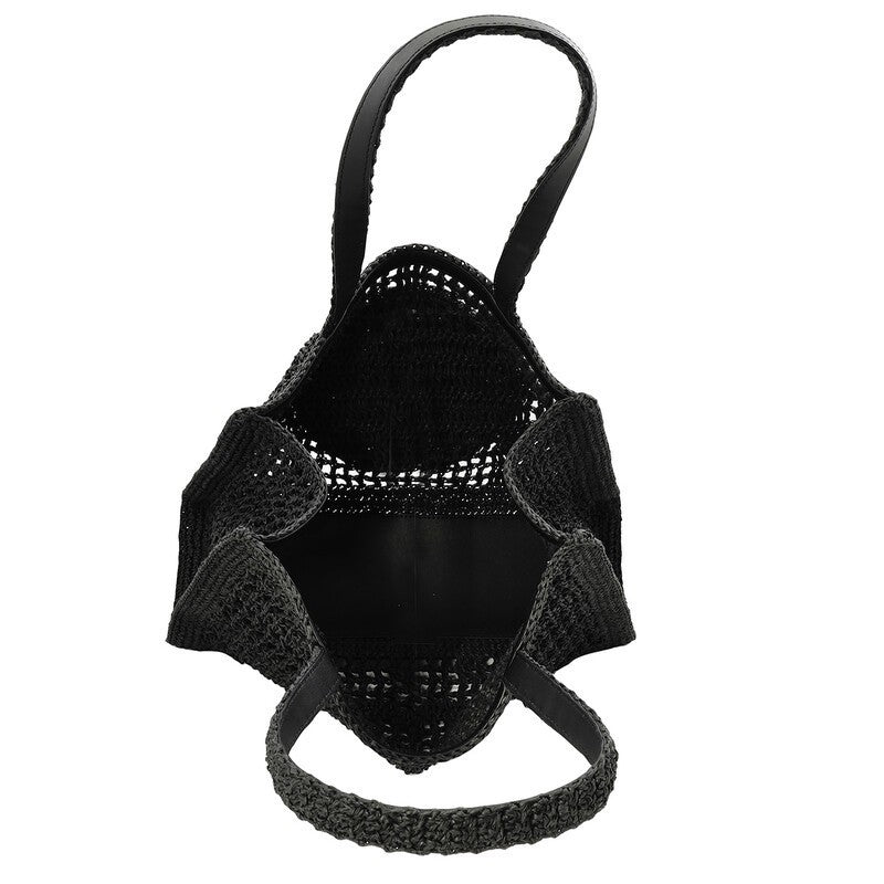 Tory Burch Black Small Hand-Crochete Ella Tote Bag – view 5