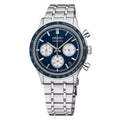 Seiko Essentials SSB477 38.7mm Blue Dial Quartz Chrono Vintage Retro Men's Watch