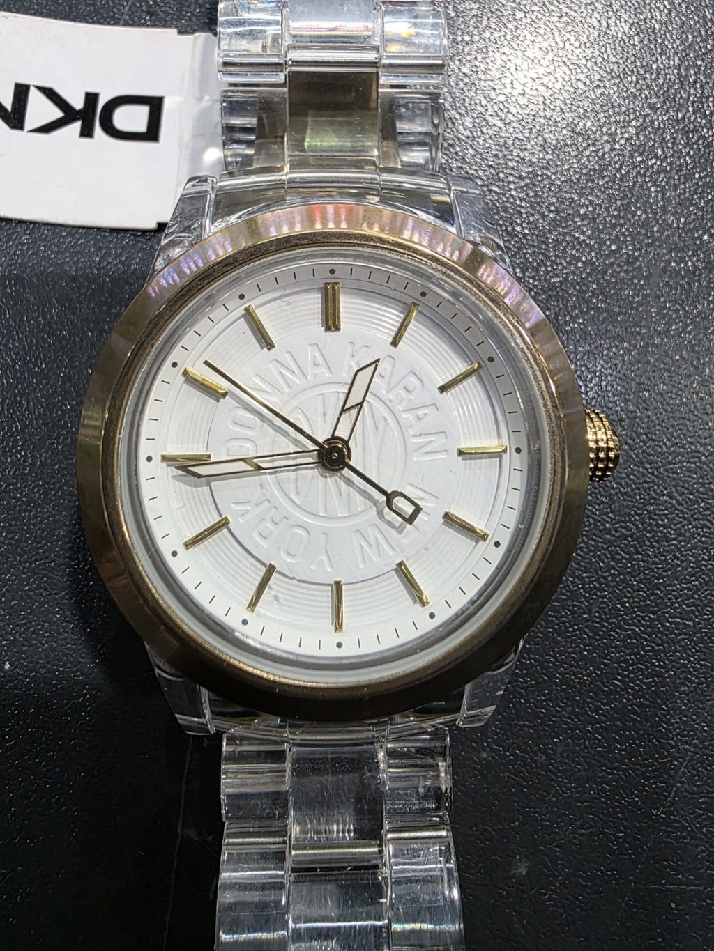 DKNY NY4850 Clear Plastic Resin Gold White Women's Watch – view 2