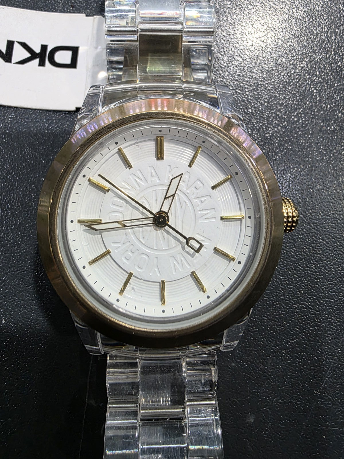 DKNY NY4850 Clear Plastic Resin Gold White Women's Watch – view 2