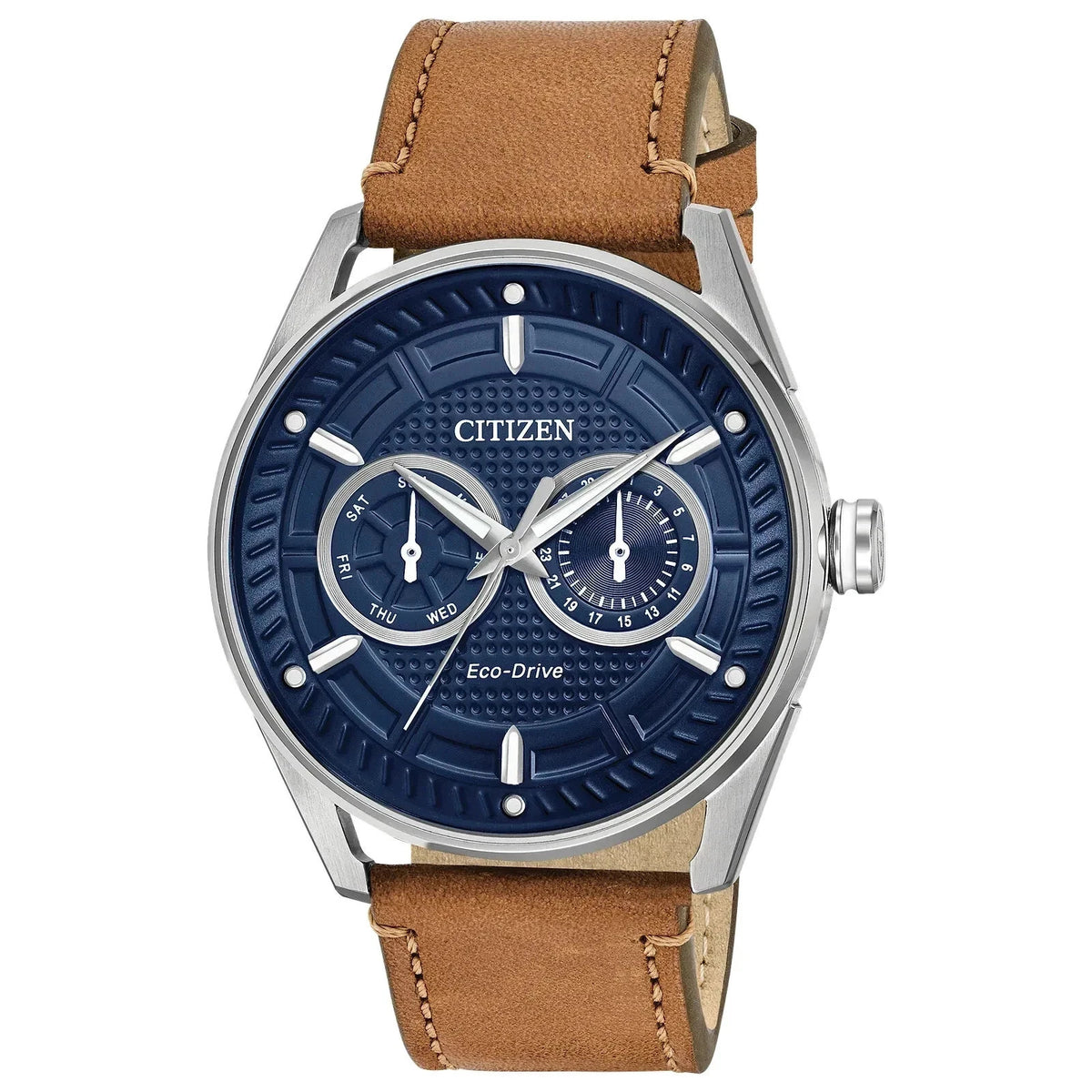 Citizen Eco-Drive CTO Blue Dial Brown Leather 42mm Steel BU4020-01L Men's Watch