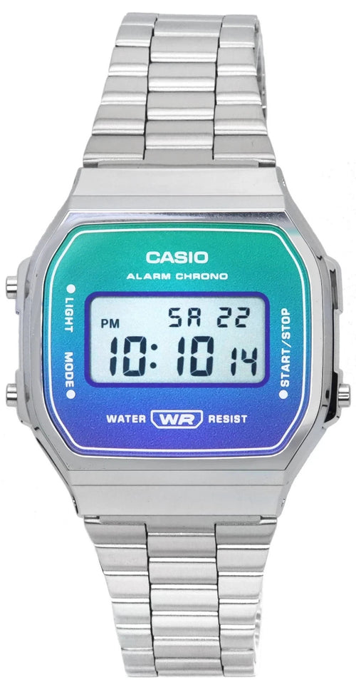 Casio Vintage Digital Stainless Steel Multicolor Dial A168WER-2A Unisex Watch
