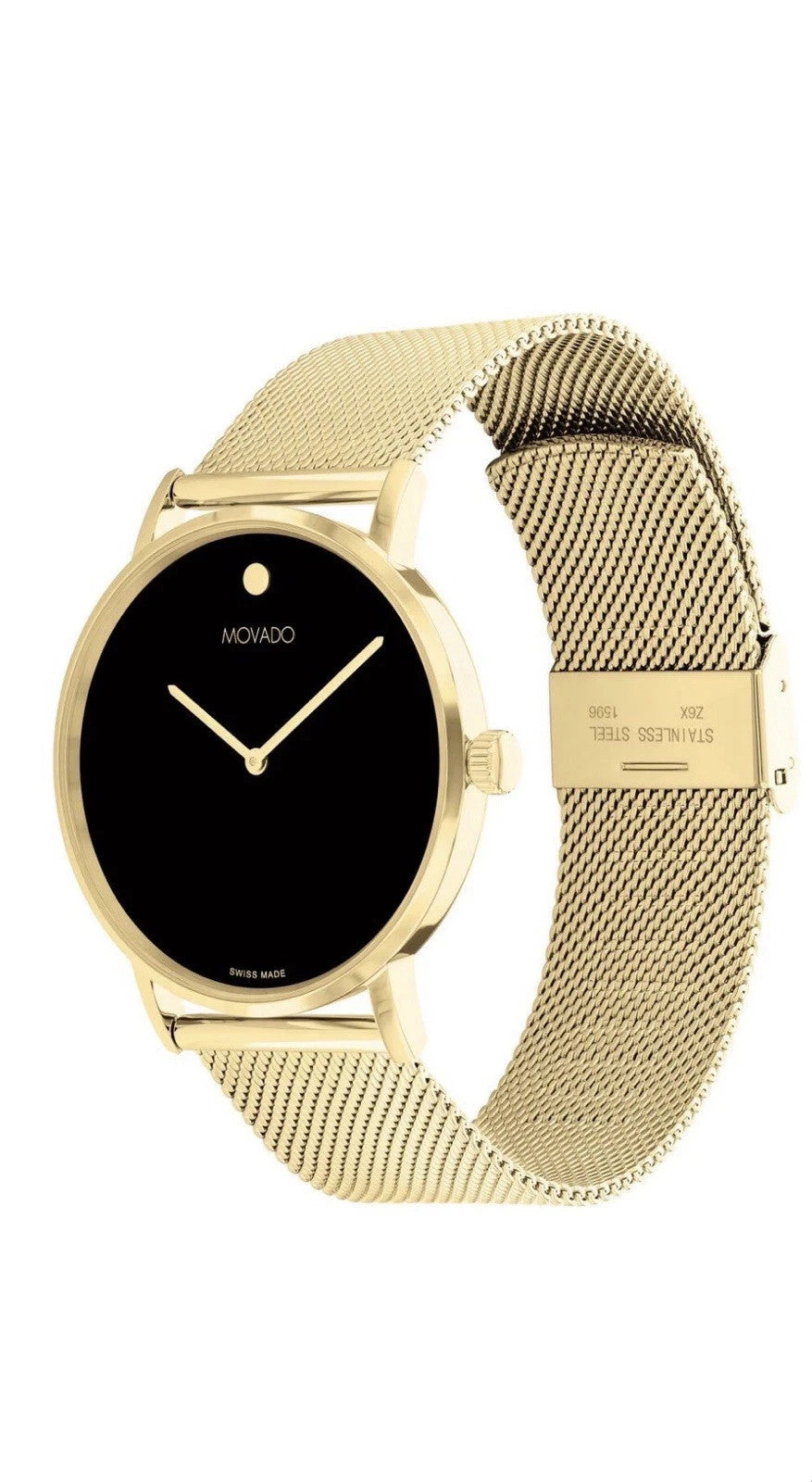 Movado Signature Yellow Gold 40mm Mesh Bracelet 0607750 Men's Watch – view 2