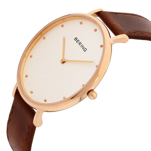 Bering Time Classic Rose Gold Steel & Brown Leather Strap 14839-564 Women's Watch – view 2