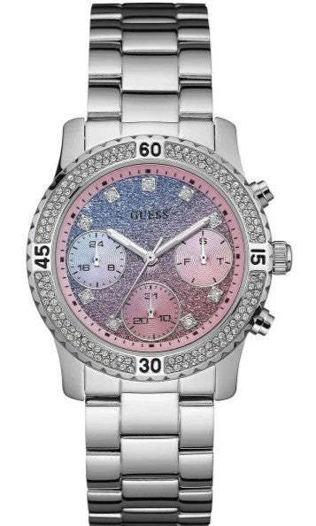 Guess Confetti Multicolored Dial Silver Steel Strap For W0774L1 Women's Watch