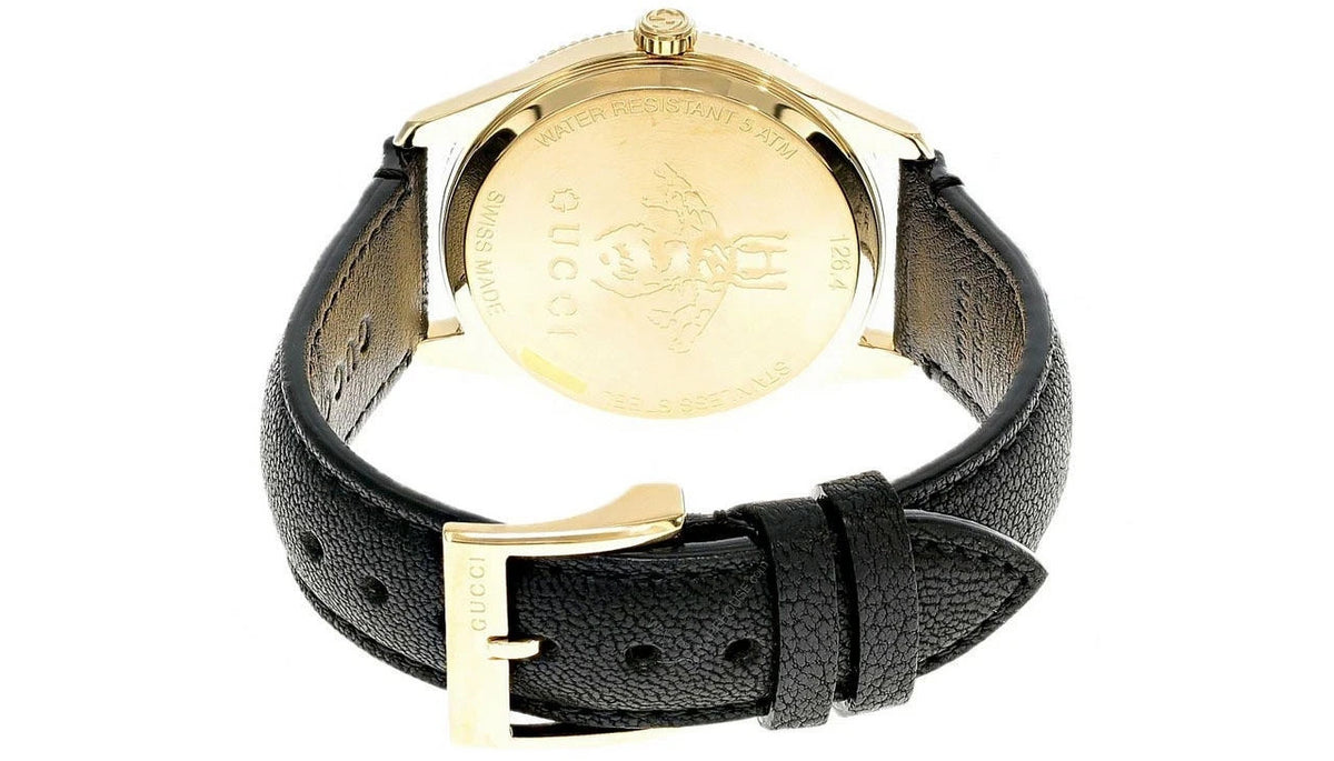 Gucci G-Timeless YA1264181 Quartz Silver Dial Black Leather Strap Unisex Watch – view 4