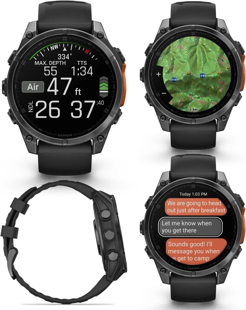 Garmin Fenix 8 47mm AMOLED Slate Gray w/Black Silicone Band Unisex Watch – view 7