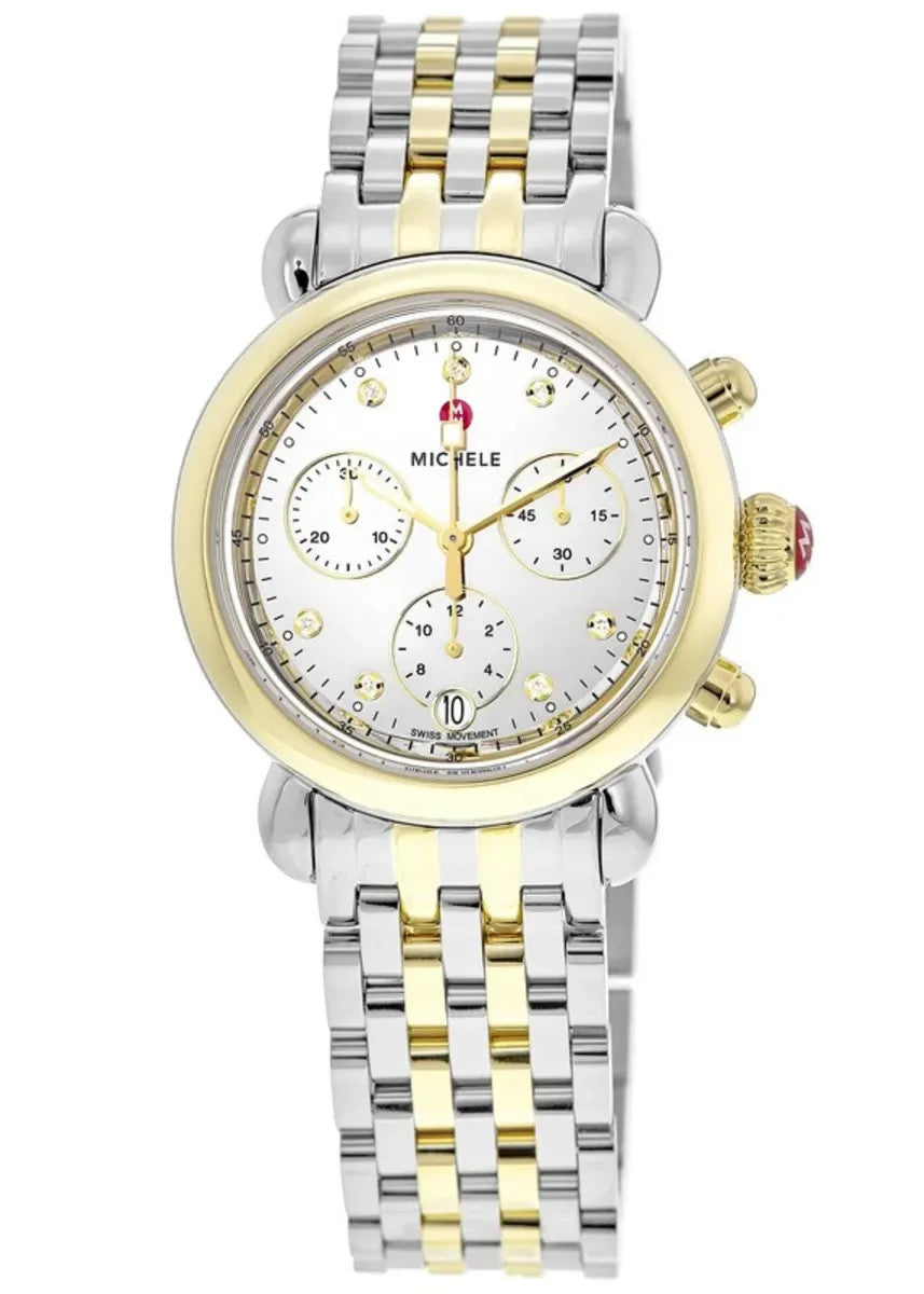 Michele Mirror Two Tone Gold Silver Diamond Csx 36 MWW03C000519 Women's Watch