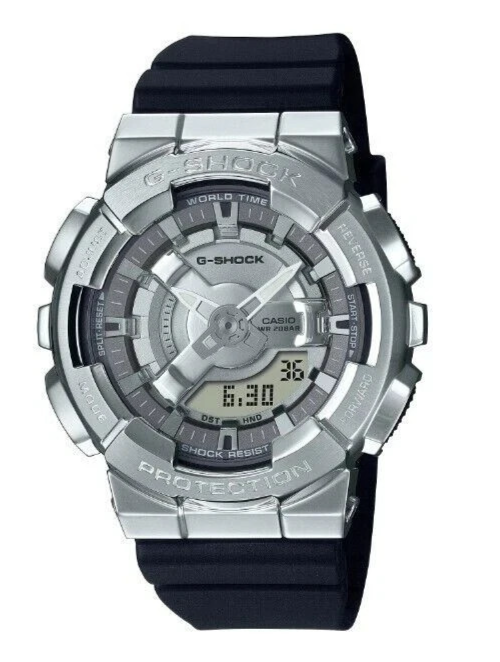 Casio G-Shock Analog-Digital Silver Dial Black Strap GMS110-1A Women's Watch