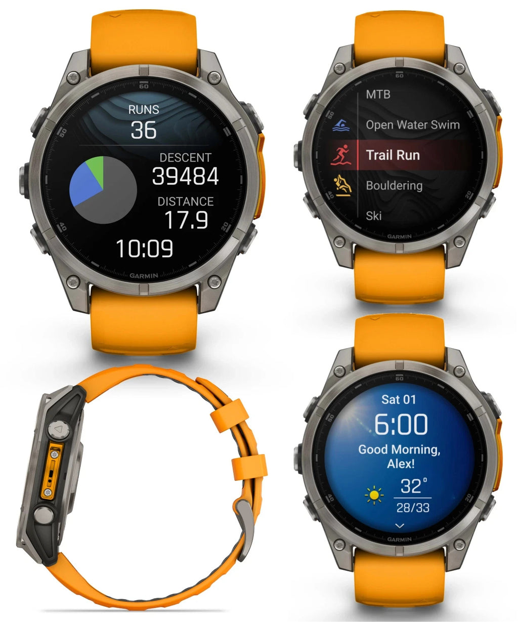 Garmin fenix 8 47mm AMOLED Sapphire Titanium Smartwatch Spark Orange Unisex Watch – view 2