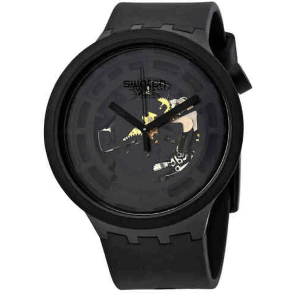 Swatch Bioceramic C-Black Swiss Quartz Semi Skeleton Dial SB03B100 Unisex Watch