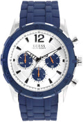 Guess Quartz Analog Display Rubber Strap W0864G6 Silver Dial Men's Watch