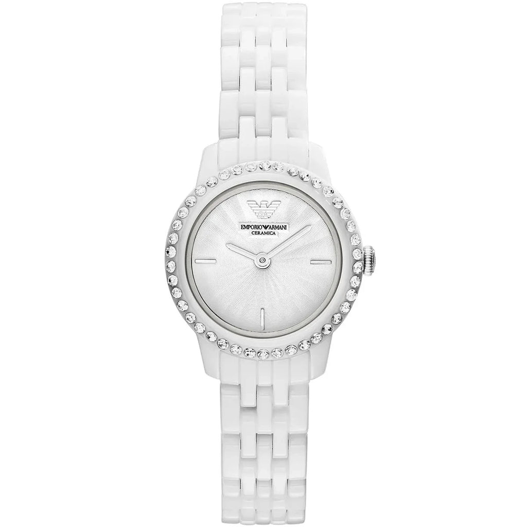 Emporio Armani AR1479 Ceramic White With Crystal Bezel Women's Watch