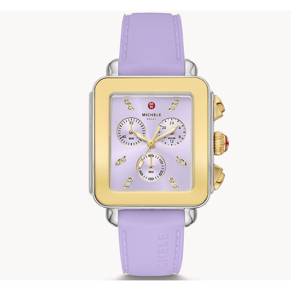 Michele Deco Sport Lavender Dial Silicone Strap MWW06K000061 Women's Watch