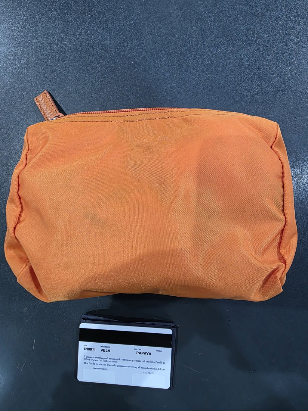 Prada Vela Orange Nylon Beauty Bag Cosmetic Makeup Case – view 5