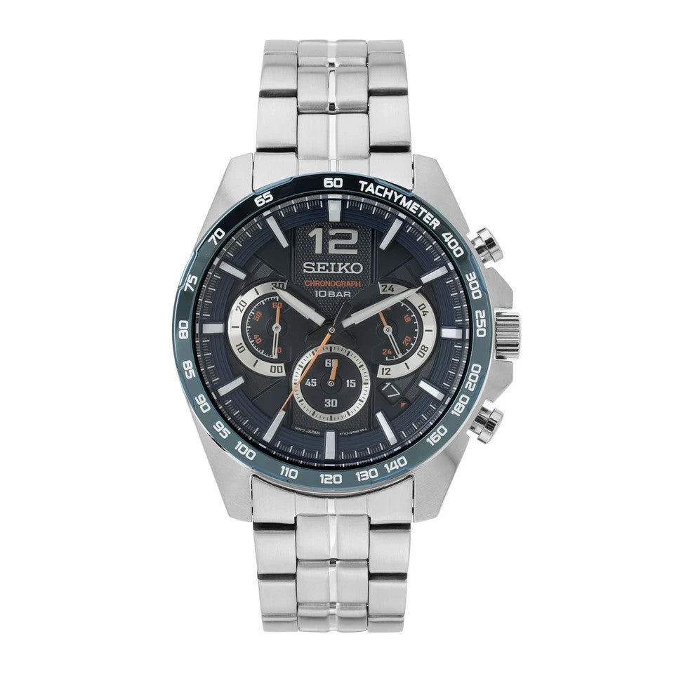 Seiko Analogue Quartz Chronograph Navy Dial SSB345 Men's Watch
