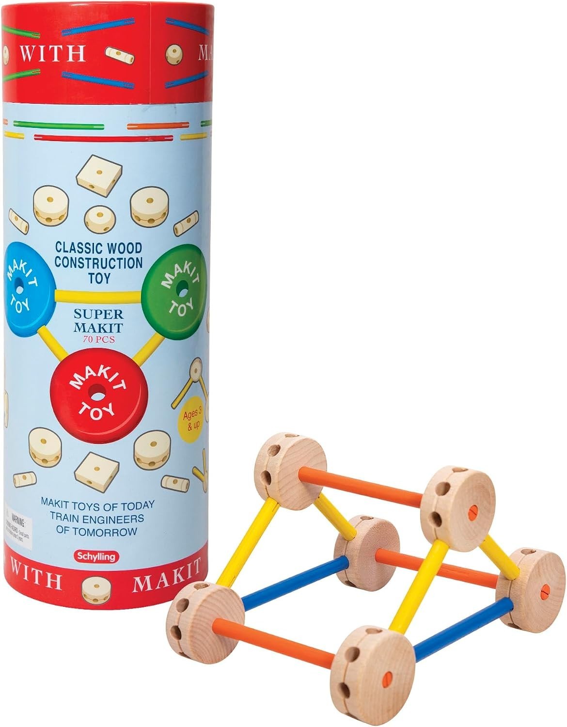 Schylling Makit Toy Classic Wood Construction 70-Pieces #mkt Vintage Style – view 4