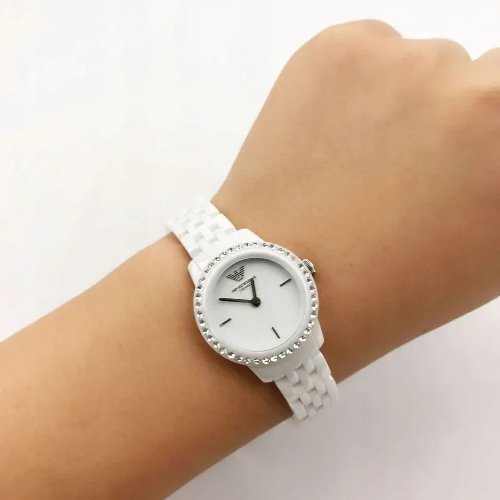 Emporio Armani AR1479 Ceramic White With Crystal Bezel Women's Watch – view 4