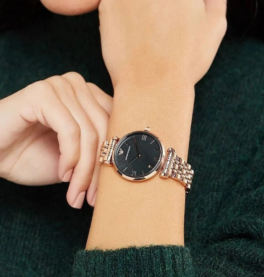 Emporio Armani AR11145 Rose Gold Bracelet & Black Dial Women's Watch – view 4