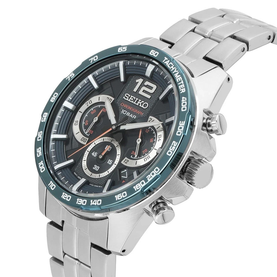 Seiko Analogue Quartz Chronograph Navy Dial SSB345 Men's Watch – view 2