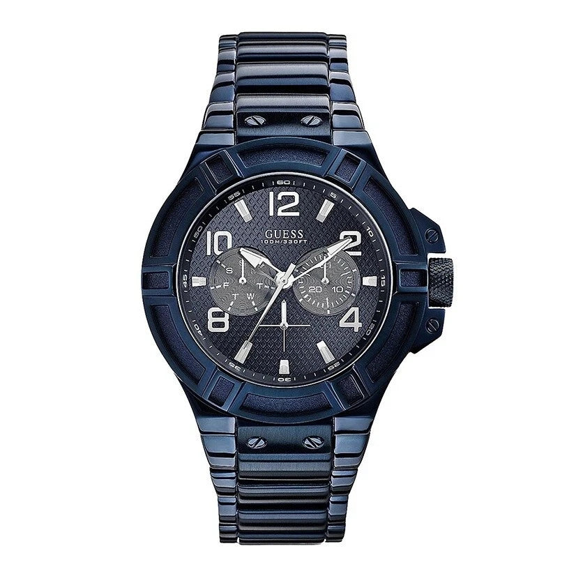 Guess W0218G4 Multi Function Blue Dial Stainless Steel Analog Men's Watch