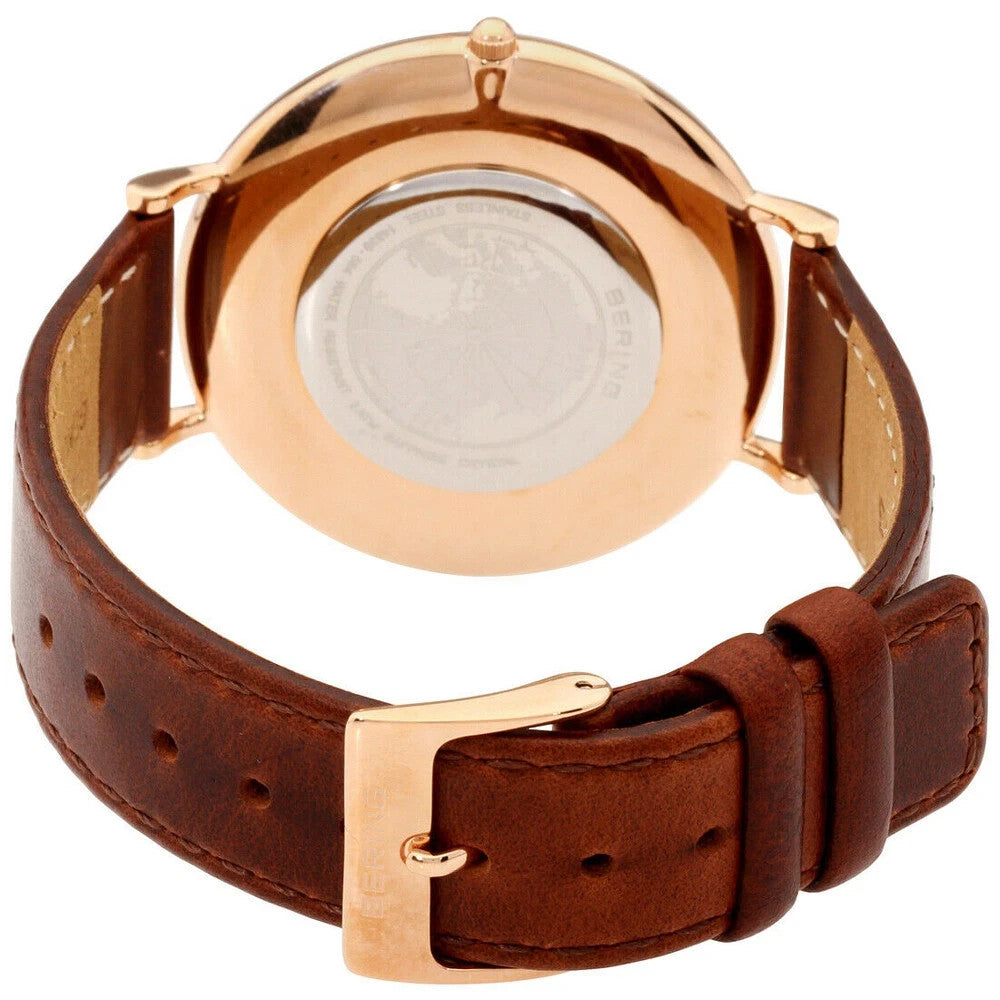 Bering Time Classic Rose Gold Steel & Brown Leather Strap 14839-564 Women's Watch – view 3