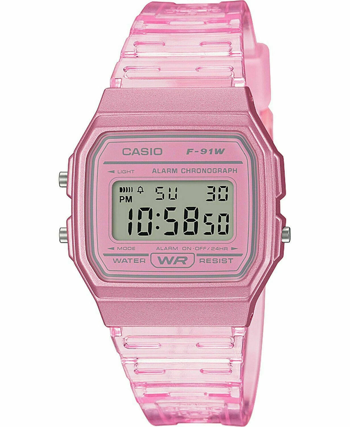 Casio F91WS-4 7 Year Battery Chronograph Pink Silicone Strap Alarm Women's Watch