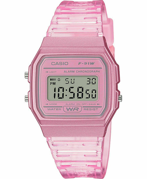 Casio F91WS-4 7 Year Battery Chronograph Pink Silicone Strap Alarm Women's Watch