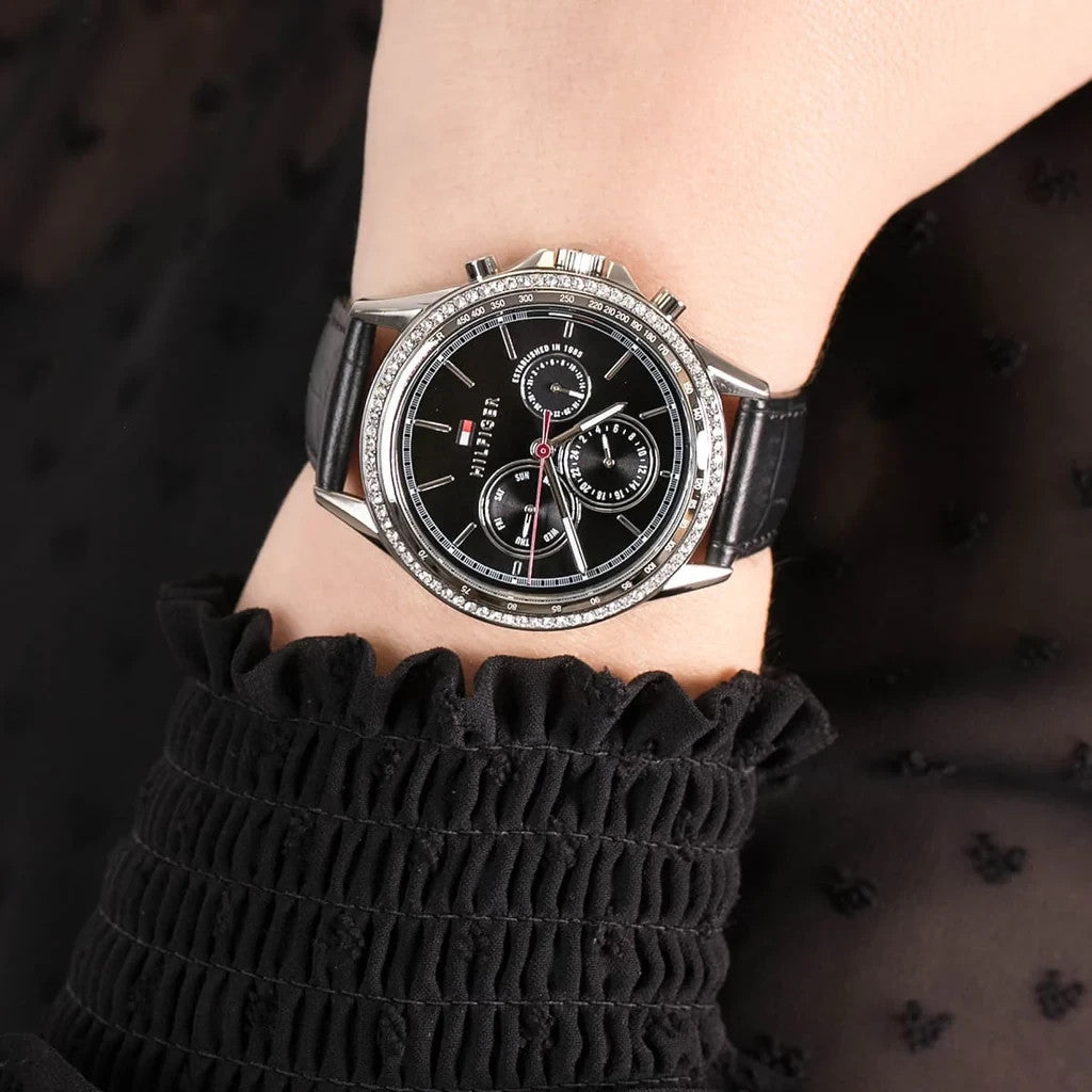 Tommy Hilfiger Tommy 1781981 Hilfiger Ari Diamonds Black Dial Leather Strap for Women's Watch – view 3