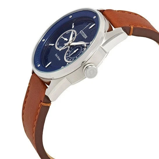 Citizen Eco-Drive CTO Blue Dial Brown Leather 42mm Steel BU4020-01L Men's Watch – view 2