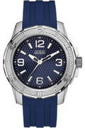 Guess W0682G1 Blue Dial Silicone Strap Screw Crown Analog Men's Watch