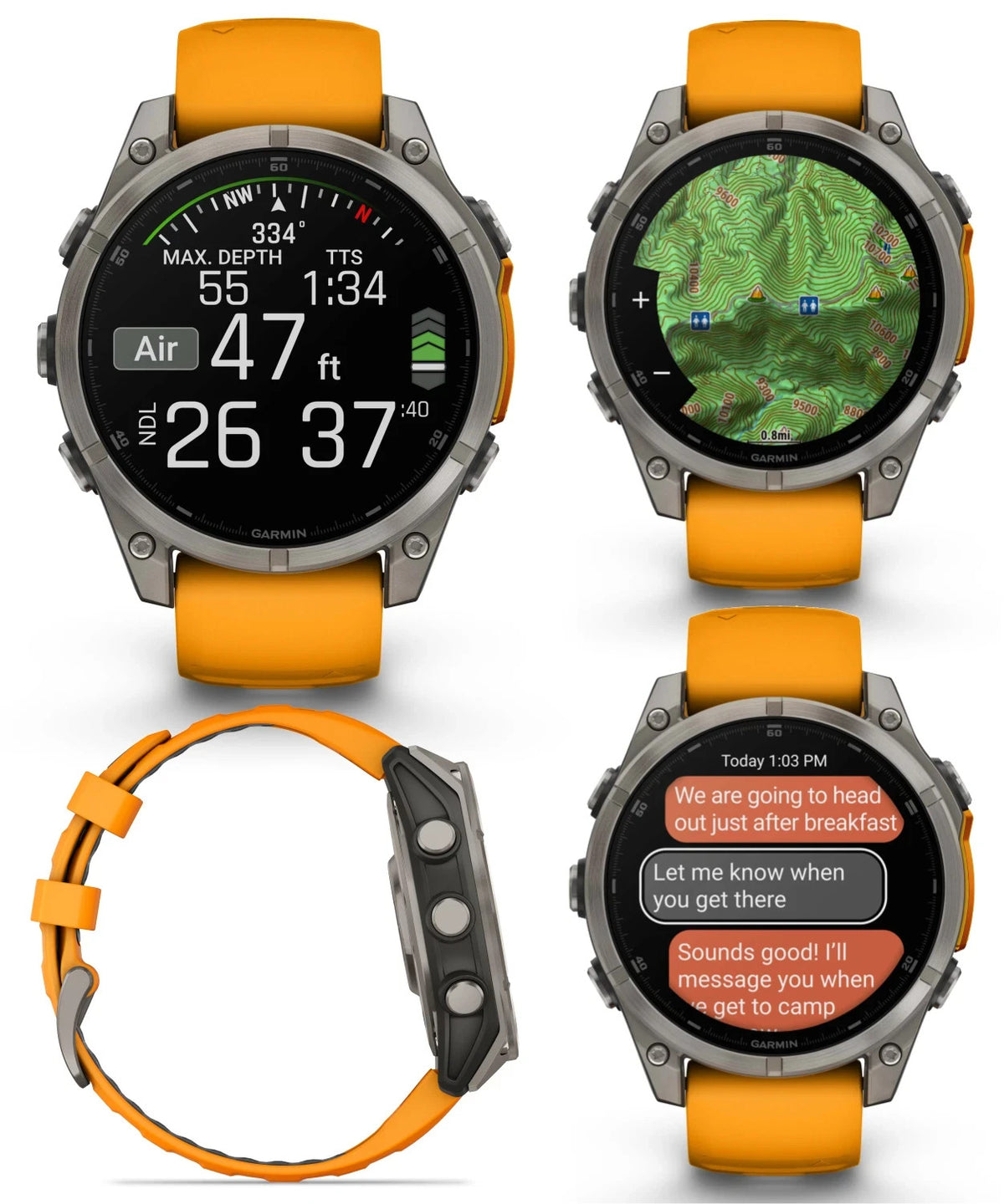 Garmin fenix 8 47mm AMOLED Sapphire Titanium Smartwatch Spark Orange Unisex Watch – view 3
