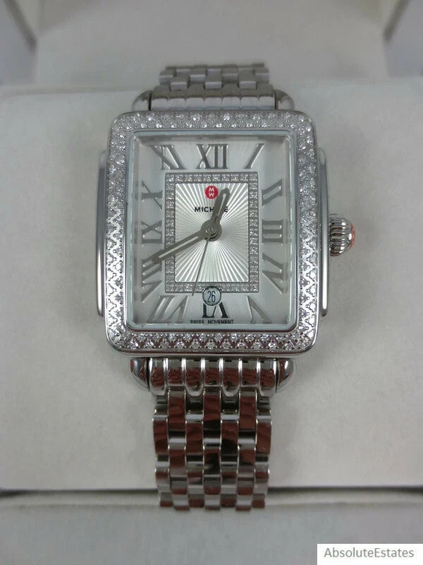 Michele Deco Madison Mid 16 Silver Diamond MWW06G000001 Women's Watch