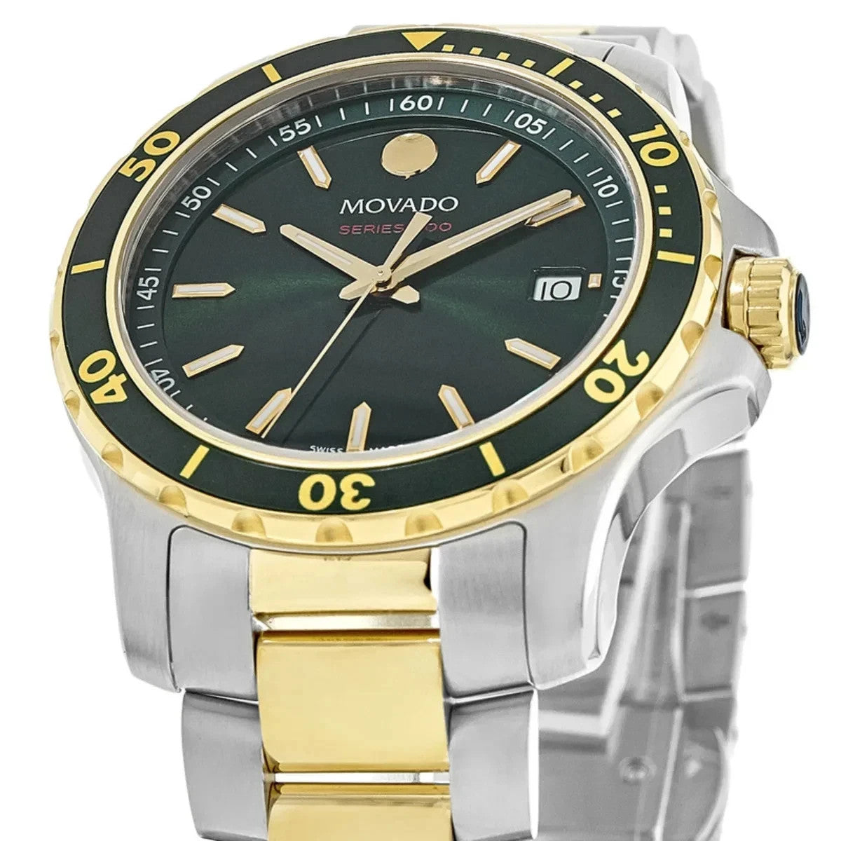 Movado Series 800 Green Dial Two Tone Gold 2600147 Swiss 40mm Men's Watch – view 2