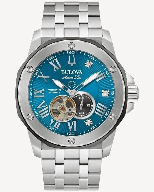 Bulova Automatic Marine Star Marc Anthony Blue Dial Diamond 98D184 Men's Watch